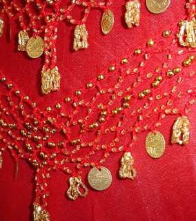 Belly Dance Coin Sash   Red & Gold hs112  