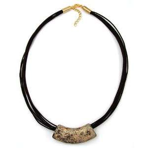  NECKLACE, TUBE, FLAT CURVED, STONE BROWN, 50CM, NEW DE NO 