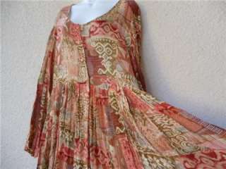 Vintage 70s Cotton Gauze SHEER Tent DRESS India Hippie BOHO Midi Gypsy 