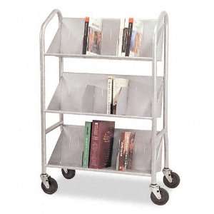Buddy Products  Sloped Shelf Book Cart, Three Shelves, 26 x 16 x 41 1 