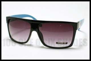 FLAT TOP Squared Retro Fashion Sunglasses Oversized Black BLUE Mob 