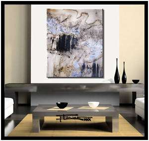 CONTEMPORARY BLACK and WHITE ABSTRACT MODERN PAINTING  