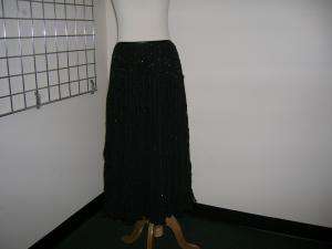 GINA BACCONI black sequin striped skirt 2 4 FAAAB  