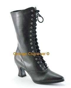 VICTORIAN 120 Medieval Colonial Womens Calf Black Boots  