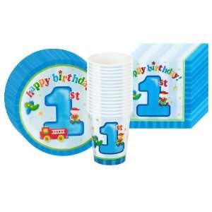  Boys Playtime 1st Birthday Supplies Pack Including Plates 