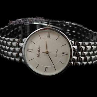White Mens Quartz Stainless Steel Wrist Watch Gift NEW  