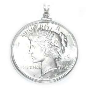   Sterling Silver Coin Bezel 1923 Peace Silver Dollar Pendant Jewelry