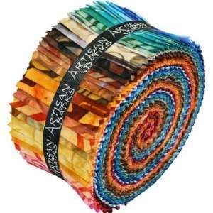  Lunn Studios ELEMENTALS GEOS Batik Roll Up 2.5 Fabric 