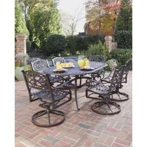  Rust Biscayne 7 Piece Outdoor Dining Set w/ Swivel Chairs 