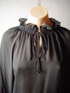   Chiffon Medieval Goth Gypsy Pagan Wicca Tie Neck Blouson Top Blouse L