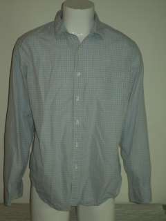 Mens J. CREW Blue Check Cotton Dress Shirt Sz XL  