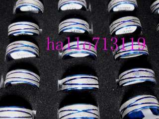 WHOLESALE 50pcs blue line STAINLESS STEEL RINGS  