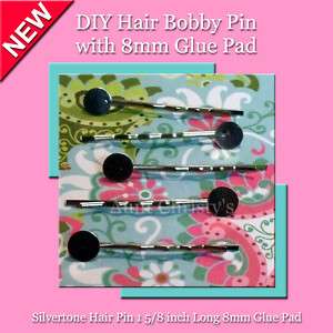 20 Hair Bobby Pins w/ 8mm Glue Pad (10 Pairs)  
