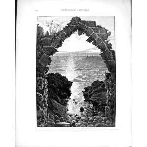    Palestine 1881 View Great Sea Athlit Arch Old Print