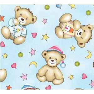   Fitted Bassinet Sheet   Flannel   Blue Teddy Bears   Made In USA Baby