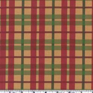  44 Wide Aubrey Rose Flannel Plaid Tan/Red Fabric By The 