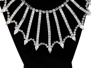 Stunning Vintage Rhinestone Spiderweb Bib Necklace/Ears Kramer 1950S 