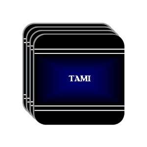 Personal Name Gift   TAMI Set of 4 Mini Mousepad Coasters (black 