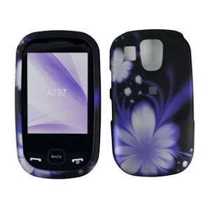  Black with Violet Purple Flower Rubber Texture Samsung 