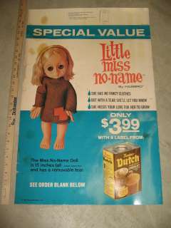Hasbro Little Miss No Name doll 1967 Bordens instant cocoa store 