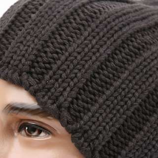 Beanie Skull Knit Hat Cap STRIPE CNH Dark GRAY  
