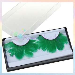 1Pair Green Wing Feather Soft False Eye Lash Eyelashes  