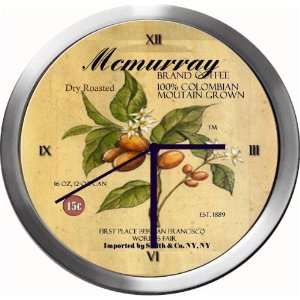  MCMURRAY 14 Inch Coffee Metal Clock Quartz Movement 