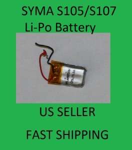 SYMA S105/S107 RC HELICOPTER Parts 3.7V Li Po Battery  