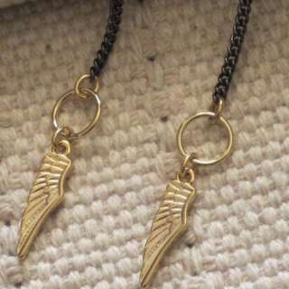   betsey johnson dual tones rhinestone bow bird wing pierced earrings