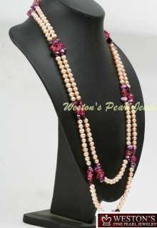 60 LONG FRESHWATER PEARL NATURAL CRYSTAL BEAD NECKLACE  