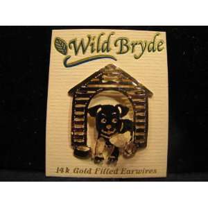  Wild Bryde Goldplated Dog In the Doghouse Brooch Pin 