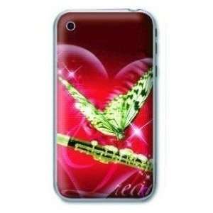  Green Butterfly and Red Heard Soft Skin Case for Iphone4 