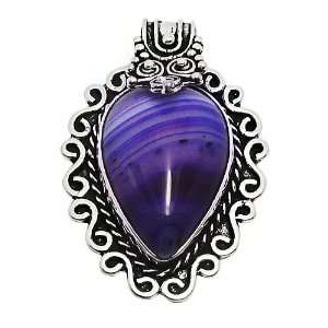    Natural Purple Agate Pendant Necklace Platinum Plating Jewelry