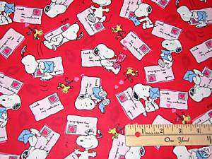 Snoopy Peanuts SWAK Red Cotton Fabric BTFQ  