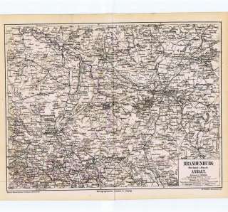 1878 Old Map Alte Landkarte Brandenburg Altmark Germany  