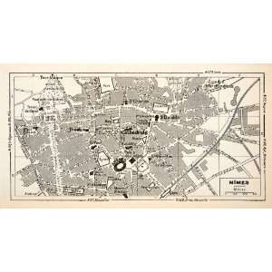 1949 Lithograph Vintage Street Map Nimes France City Planning French 