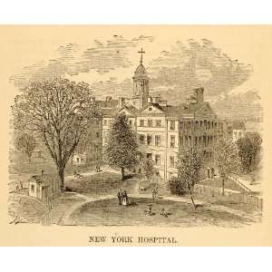  1872 New York Hospital Building City Architecture Print 