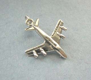 Sterling Silver 3D Solid Jet Airplane Pendant  