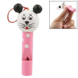  Cartoon White Head Pink Cat Shaped Painted Wood Whistle 