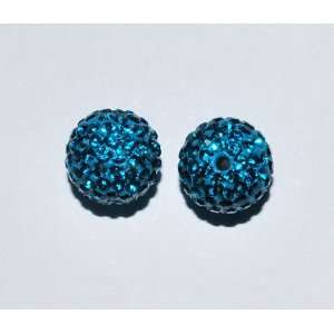  2 12mm Swarovski Crystal Pave Ball Beads Aquamarine   AS36 
