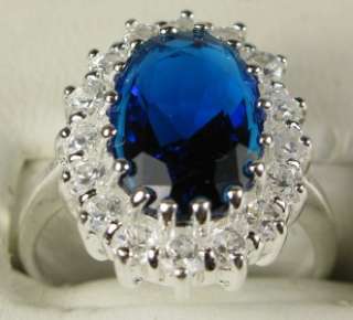 Estate 925 Sterling Silver 5.10ctw Blue & White Sapphire Ring 5.6g 