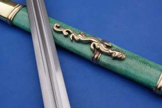 nurhaci Sword Handmade Damascus steel blade pearl skin scabbard 