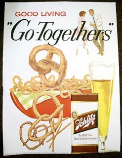 1960 Schlitz Beer Good Living Poster   Milwaukee, WI   Can  