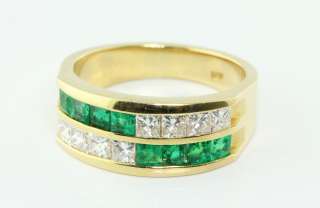 14K E VS1 Diamond and Emerald Wedding Band. Clearance  