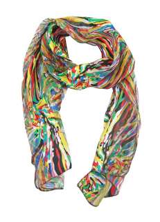 Brightly Colored Paint Splatter Print Lightweight Neck Scarf  