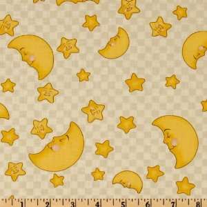  44 Wide Counting Sheep Checkered Moon Cream Fabric By 