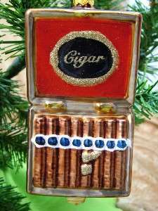 New Glass Cigar Box Cigars Tobacco Christmas Ornament  