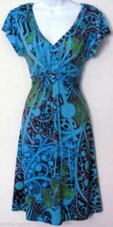 Energe Knee Length Summer Dress Blue/Multi S,M,L NWT  