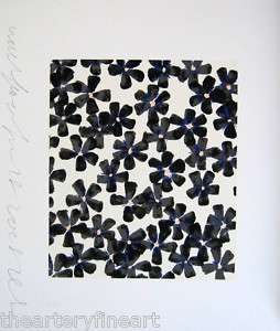 DONALD SULTAN Wall Flowers (Black & Blue) SIGNED Ltd. Edition 