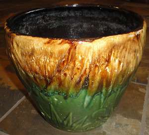   Roseville Pottery Planter Pot Jardinier Brown Green Glaze  